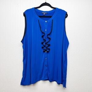 Cable & Gauge Womens Button Front Top 3X Party Event Career Office Formal Dressy